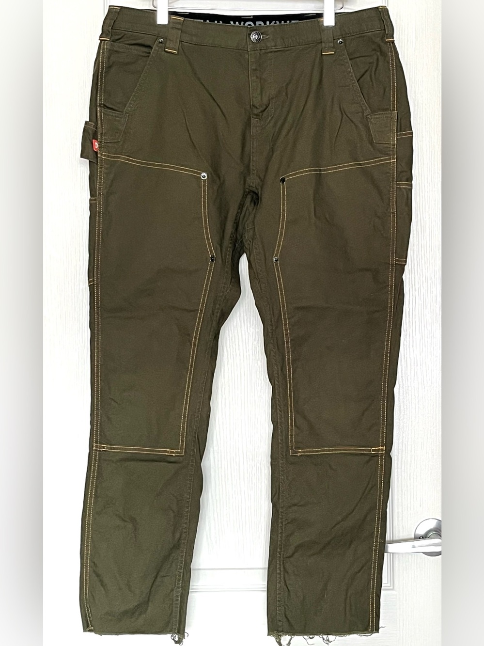 DOVETAIL WORKWEAR Maven X Utility Pants Women 16x34 Moss Green Canvas Frayed